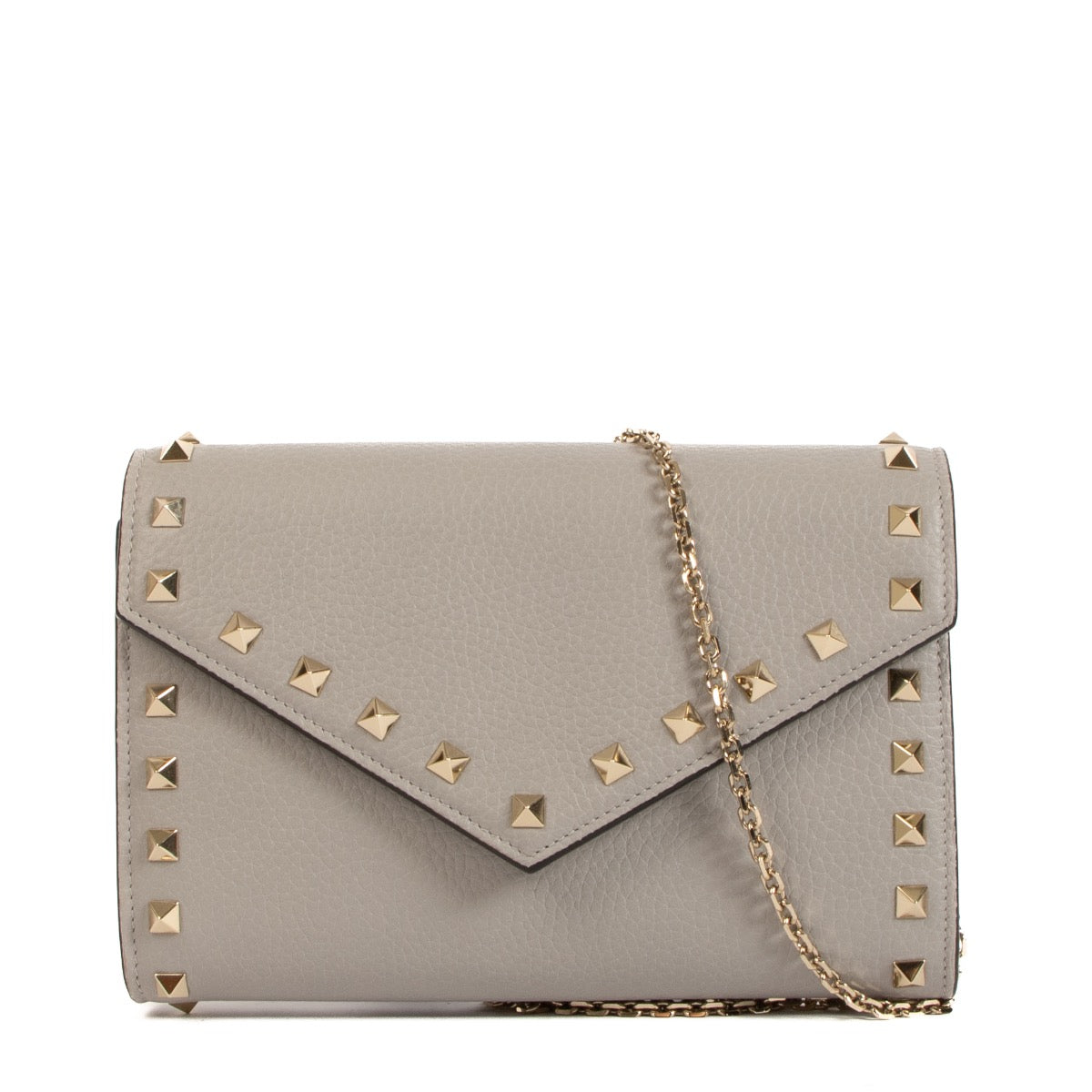 Buy an authentic Valentino Garavani Rockstud Grey Wallet On Chain on LabelLov.com