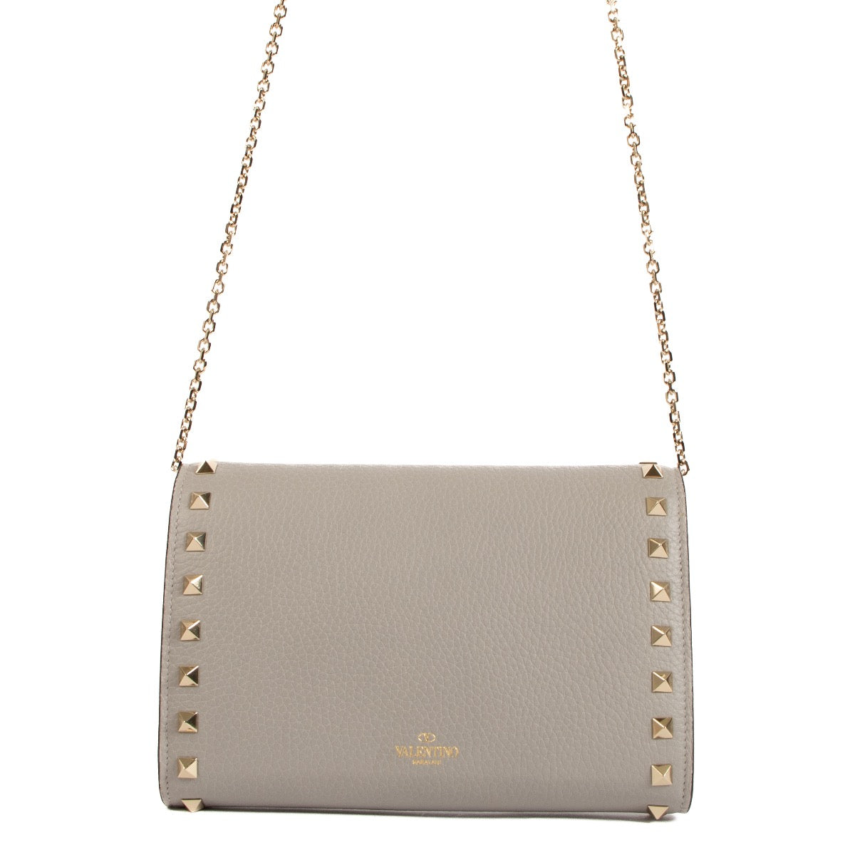 Buy an authentic Valentino Garavani Rockstud Grey Wallet On Chain on LabelLov.com