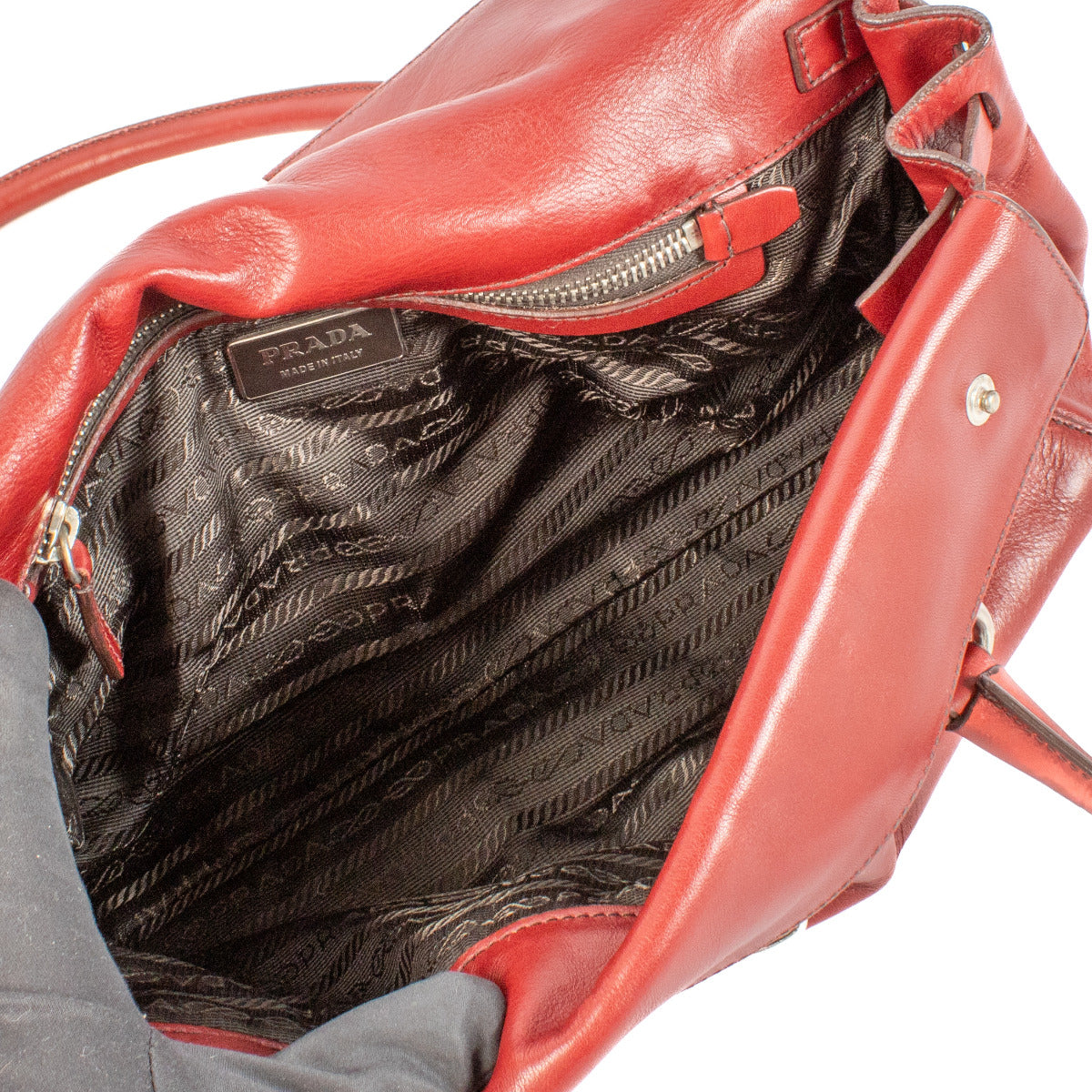 Prada Red Leather Shoulder Bag