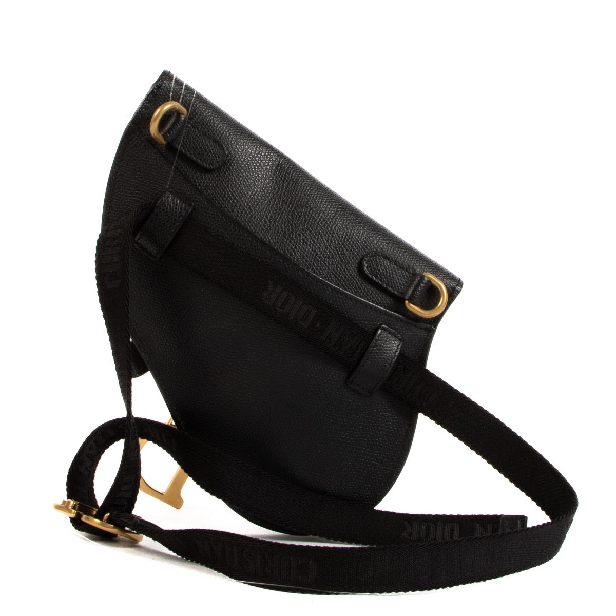 Shop safe online at Labellov in Antwerp, Brussels and Knokke this 100% authentic second hand Christian Dior Black Leather Saddle Belt Pouch