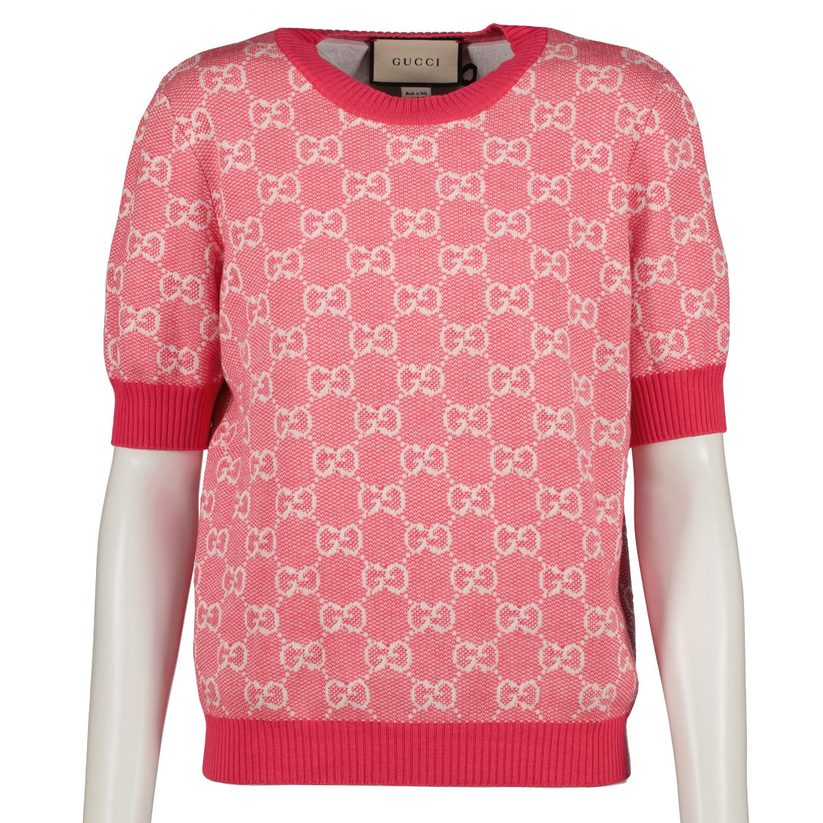 Gucci Pink GG Jacquard Knitted Top - size L