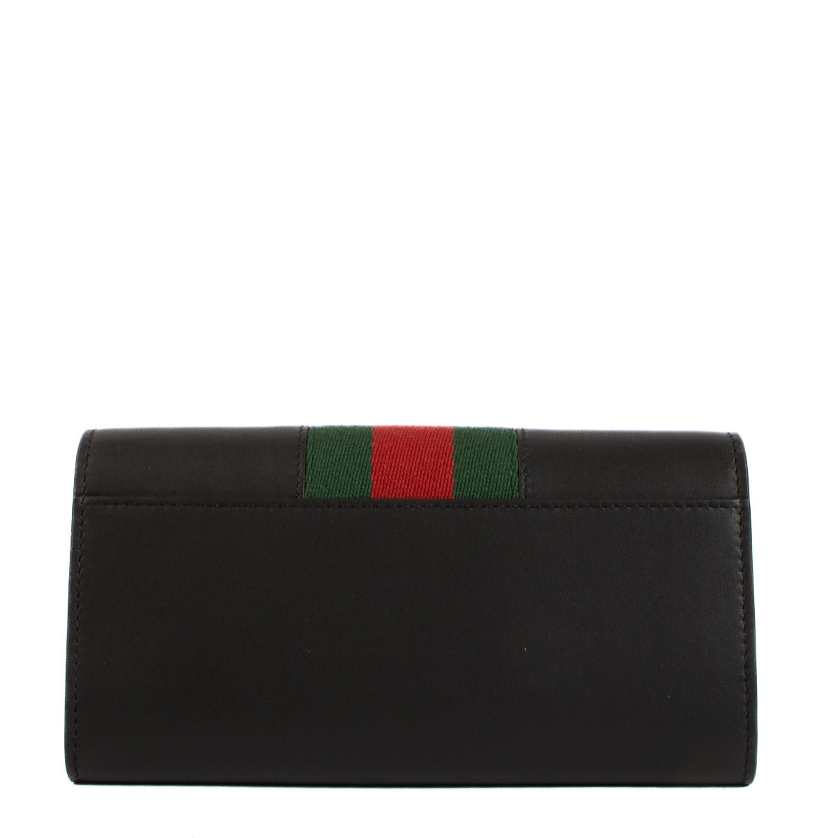 Gucci Black Leather Signature Web Sylvie Continental Wallet for the best price