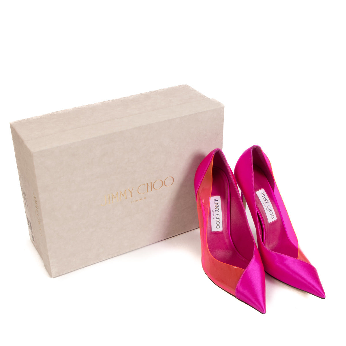 Jimmy Choo Pink Satin Cass 110 Pumps - size 38.5