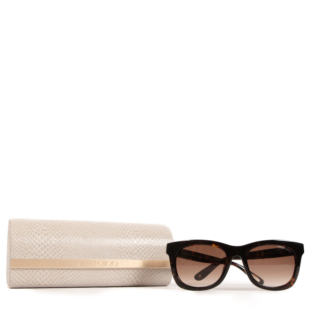 Shop safe online at Labellov in Antwerp, Brussels and Knokke these 100% authentic second hand Jimmy Choo Brown Tortoise Acetate Sunglasses