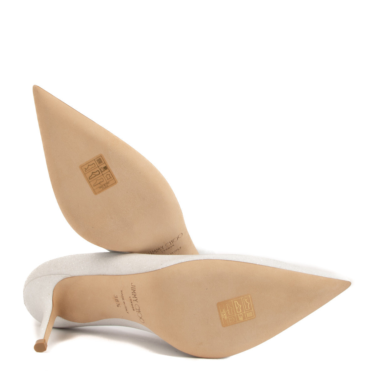 Jimmy Choo Witte Bruids Glitterschoenen - maat 38.5