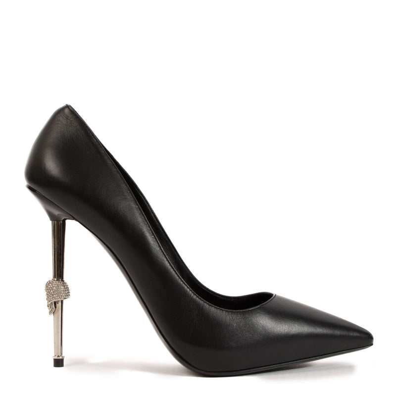 Shop safe online at Labellov in Antwerp, Brussels and Knokke these 100% authentic second hand Philipp Plein Black Leather Crystal Skull Pointed-Toe Pumps - size 38