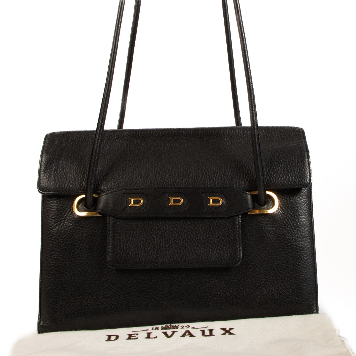 Shop safe online at Labellov in Antwerp, Brussels and Knokke this 100% authentic second hand Delvaux Black Leather DDD Shoulder Bag