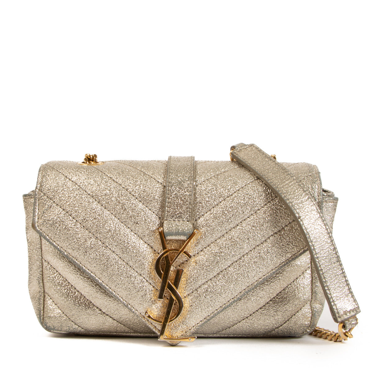 Sac bandoulière Baby College couleur champagne doré Saint Laurent