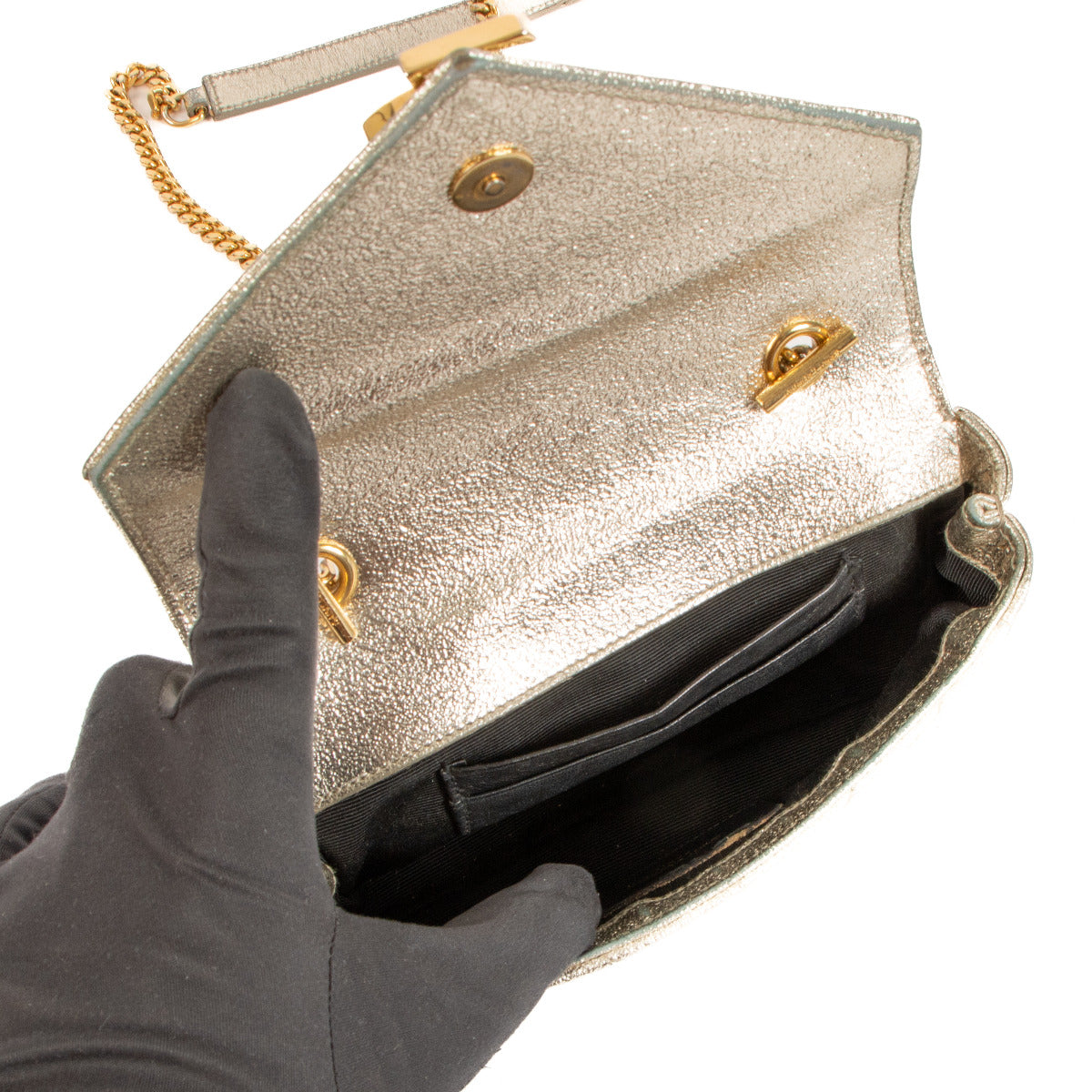 Sac bandoulière Baby College couleur champagne doré Saint Laurent