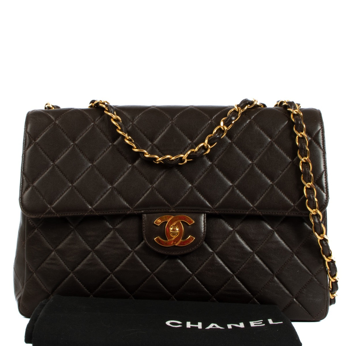 Chanel Brown Quilted Lambskin Large Classic Flap Bag
