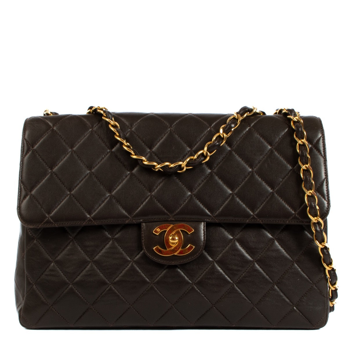Chanel Brown Quilted Lambskin Large Classic Flap Bag