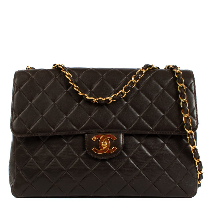 Chanel Brown Quilted Lambskin Large Classic Flap Bag