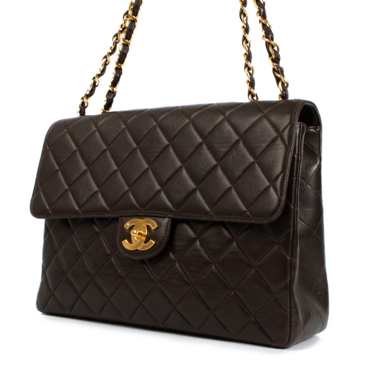 Chanel Brown Quilted Lambskin Large Classic Flap Bag