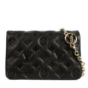 Shop safe online at Labellov in Antwerp, Brussels and Knokke this 100% authentic second hand Louis Vuitton Black Monogram Embossed Lambskin Pochette Coussin Crossbody