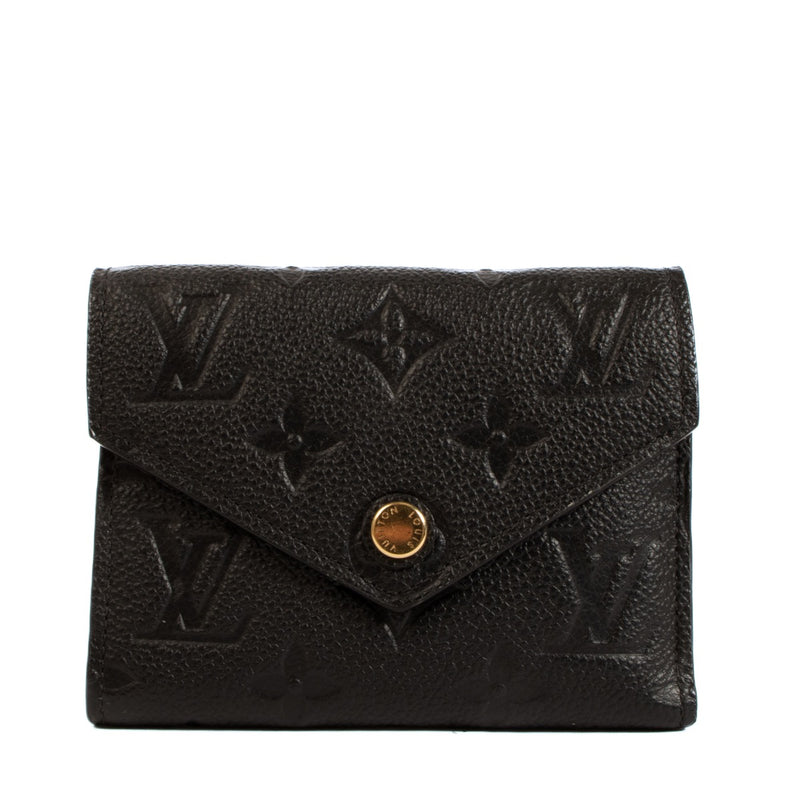 Shop safe online at Labellov in Antwerp Brussels and Knokke this 100% authentic second hand Louis Vuitton Black Monogram Empreinte Leather Victorine Wallet