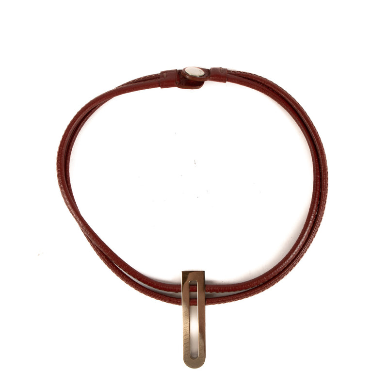 Delvaux Red D Leather Necklace