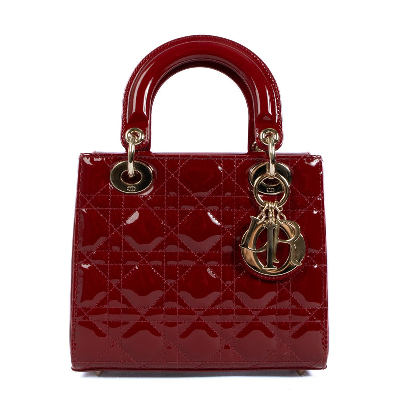 Dior Small Lady Dior Bag Cherry Red Patent Cannage Calfskin