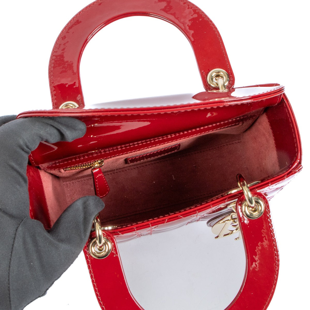 Dior Small Lady Dior Bag Cherry Red Patent Cannage Calfskin