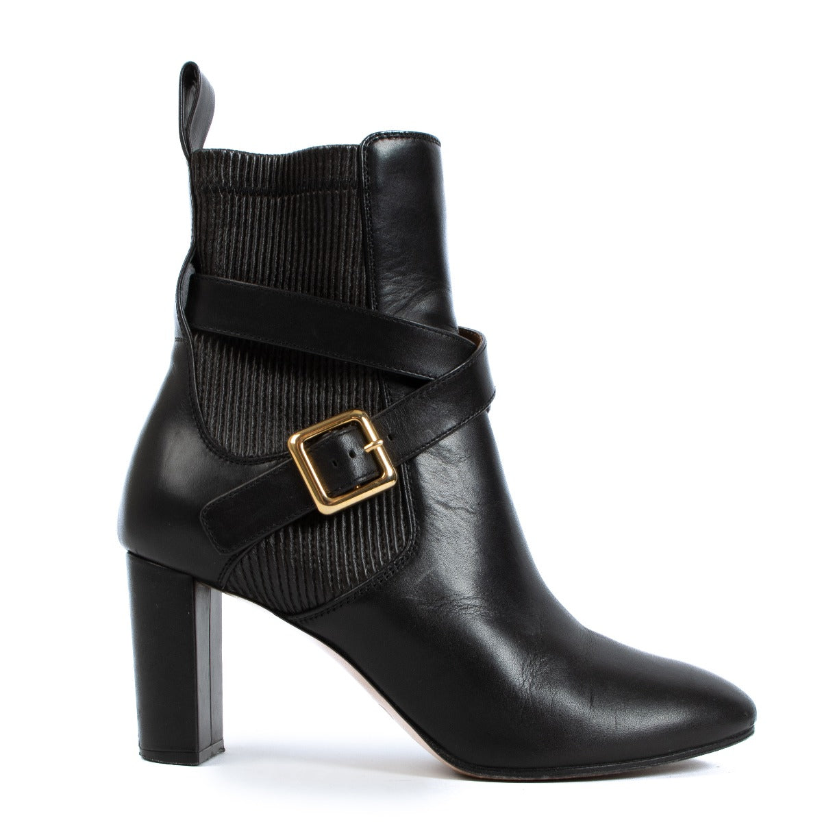 Chloé Black Leather Belted Ankle Boots