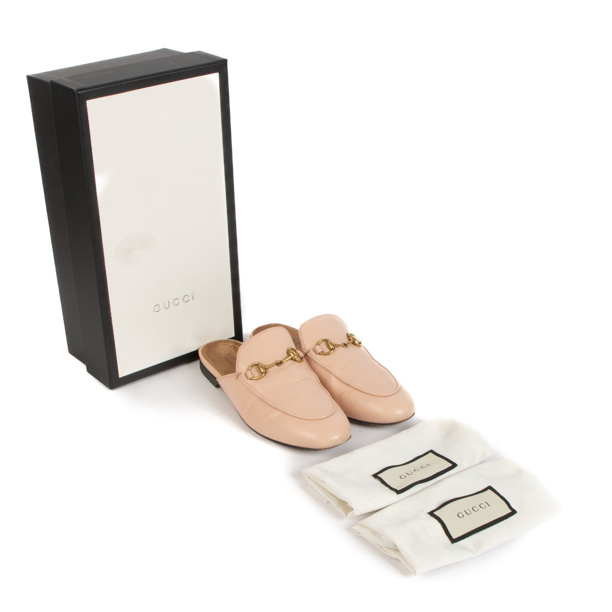 shop 100% authentic second hand Gucci Pale Pink Leather Princetown Slipperson Labellov.com