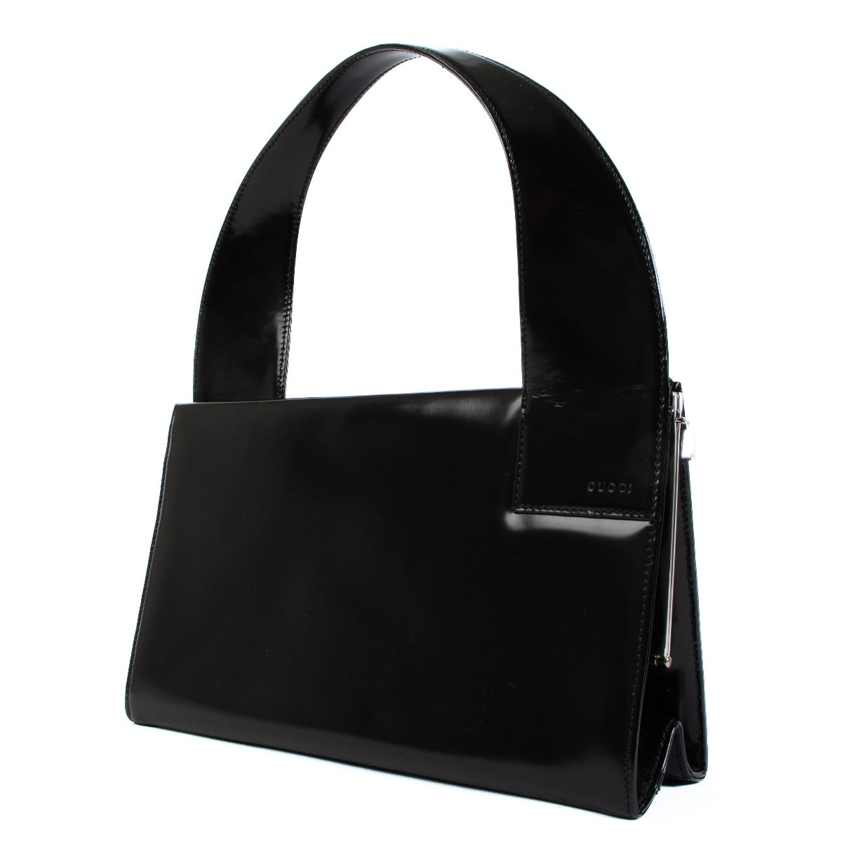 Gucci by Tom Ford Black Polished Leather Shoulder Bag
