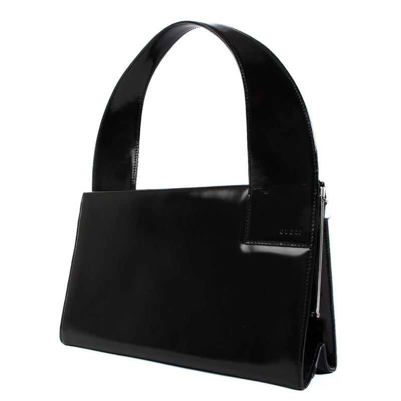Gucci by Tom Ford Black Polished Leather Shoulder Bag
