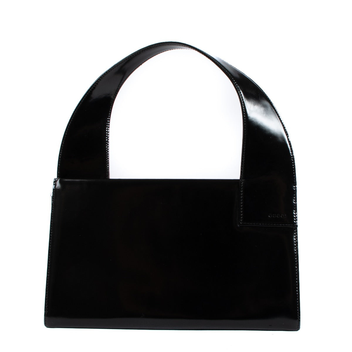 Gucci by Tom Ford Black Polished Leather Shoulder Bag