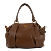Prada Brown Vitello Daino Satchel Bag