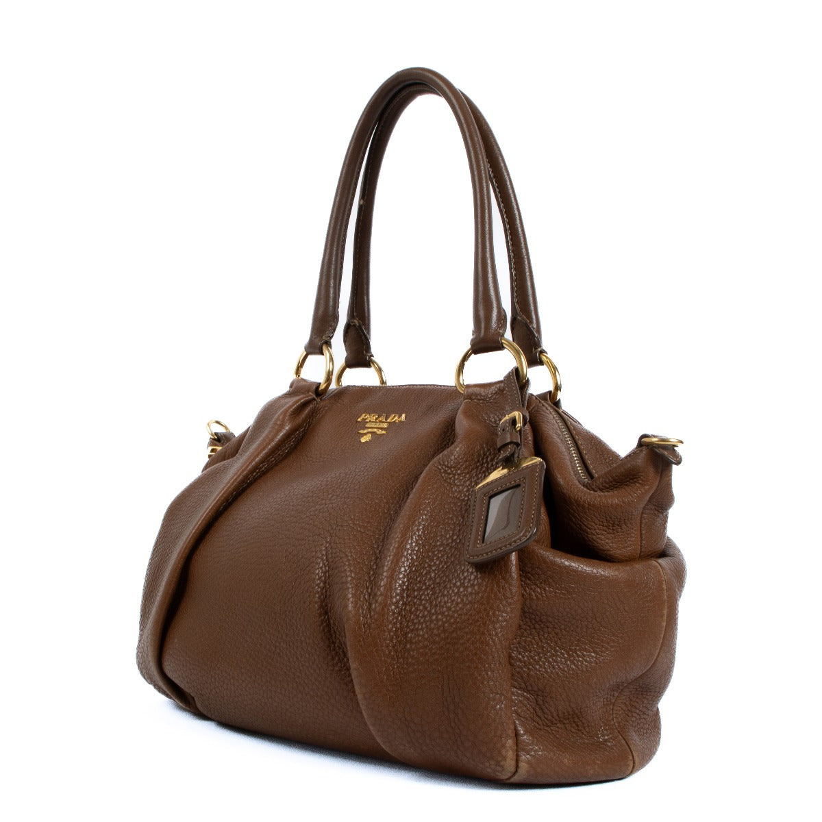 Prada Brown Vitello Daino Satchel Bag