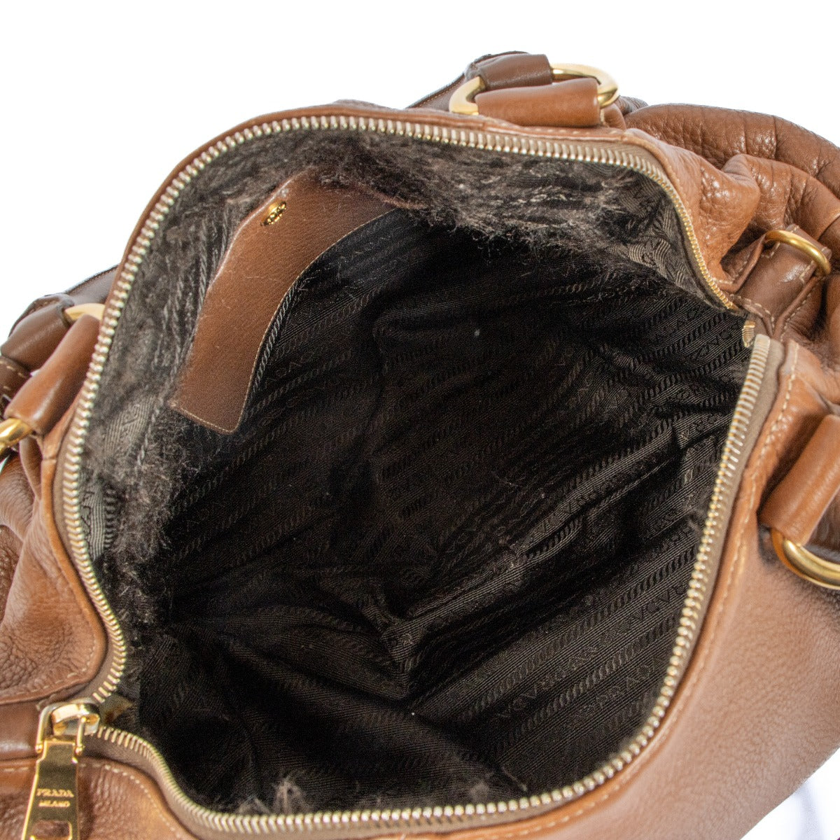 Prada Brown Vitello Daino Satchel Bag