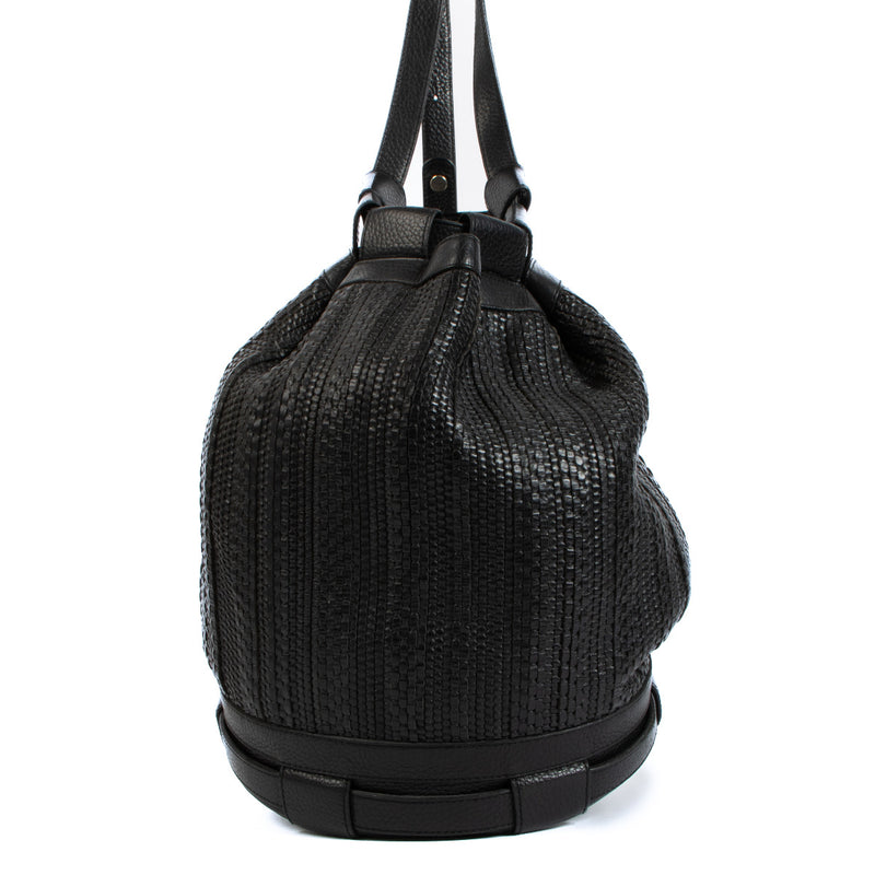 Delvaux Black Toile de Cuir Bucket Bag
