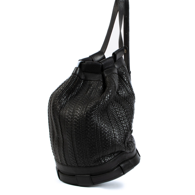 Delvaux Black Toile de Cuir Bucket Bag