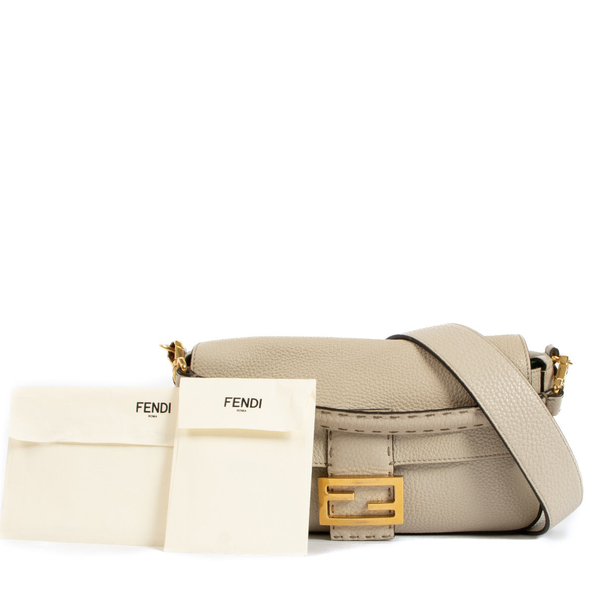 Shop an authentic Fendi Beige Camellia Cuoio Romano Leather Baguette Bag on Labellov.com