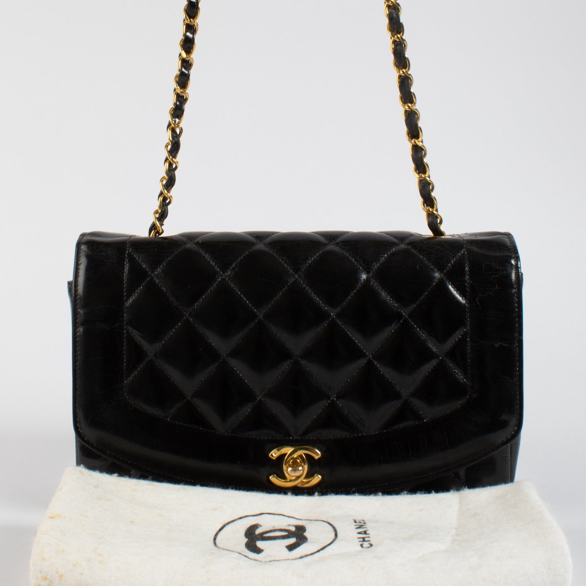 Shop 100% authentic second hand Chanel Black Patent Medium Diana Bag on Labellov.com