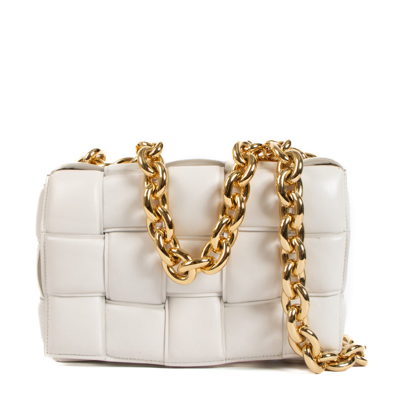 Bottega Veneta White Chain Cassette Bag