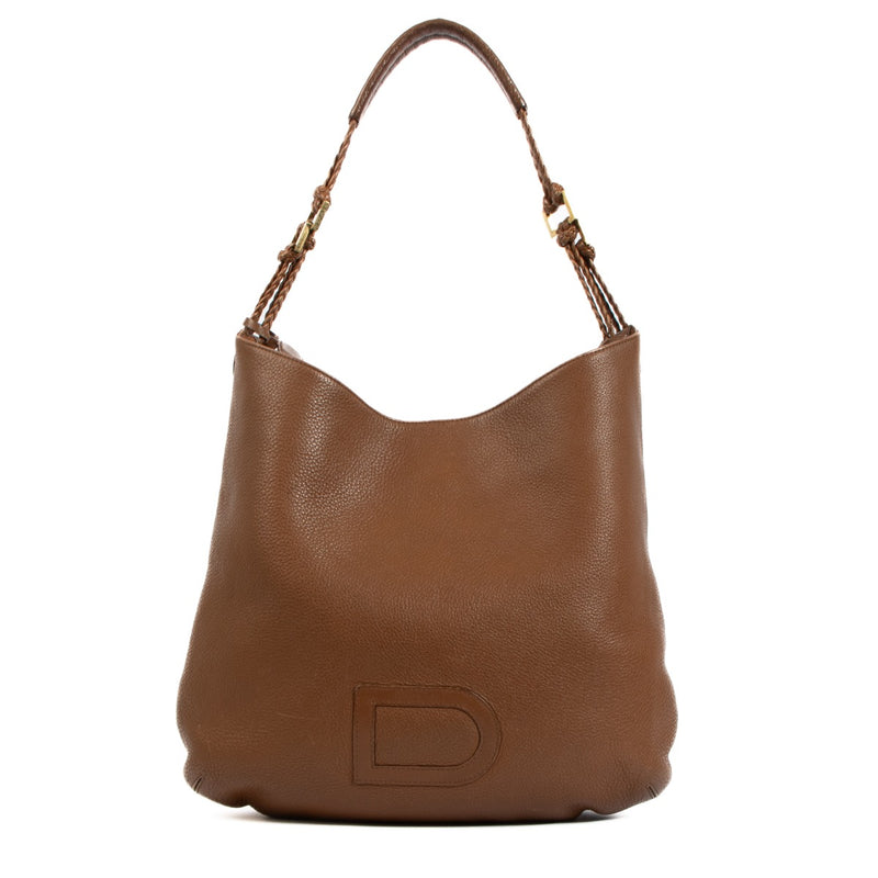 Shop safe online at Labellov at Labellov in Antwerp, Brussels and Knokke this 100% authentic second hand Delvaux Brown Leather Louise Tressé GM Shoulder Bag