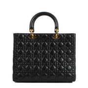 Second hand Vintage Christian Dior Black Cannage Lambskin Large Lady Dior Bag on www.labellov.com