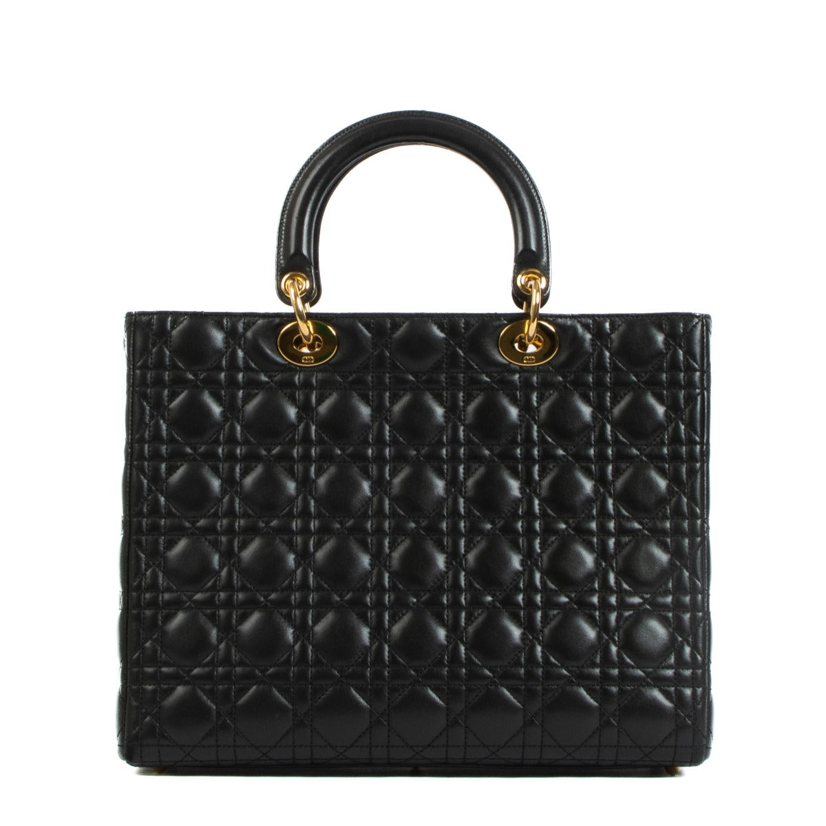 Second hand Vintage Christian Dior Black Cannage Lambskin Large Lady Dior Bag on www.labellov.com