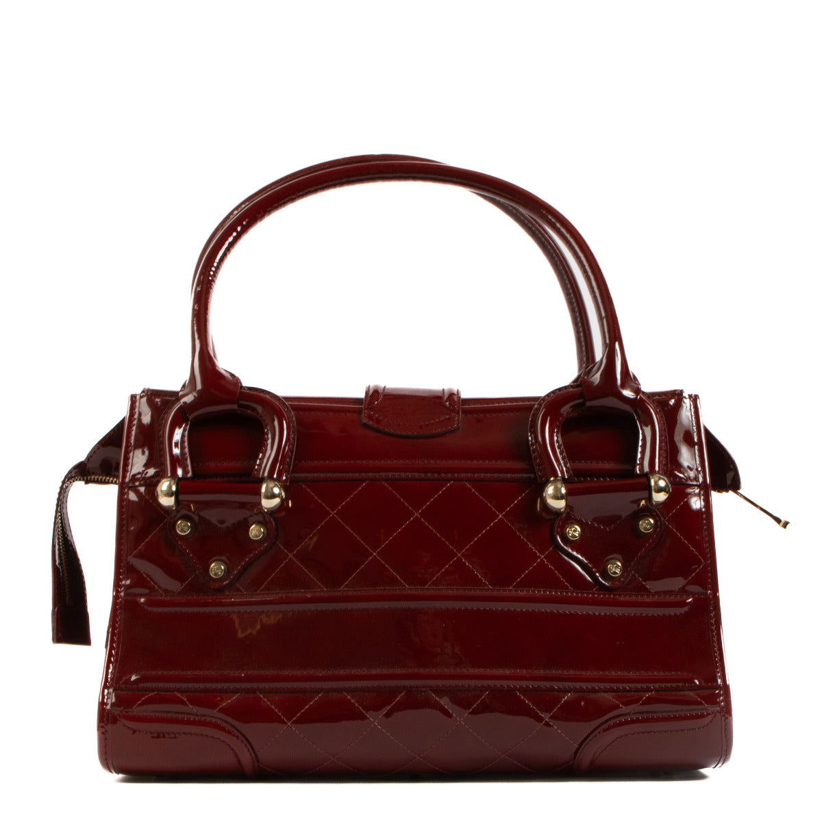 Burberry Rode Gewatteerde Lakleren Manor Schoudertas