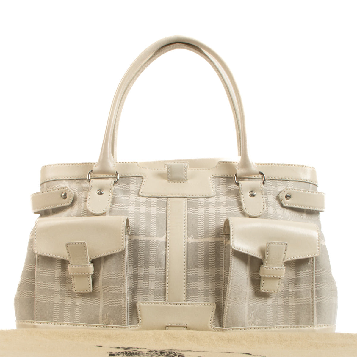 Burberry White Haymarket Check Tote Bag