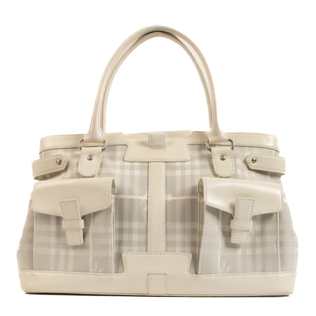 Burberry White Haymarket Check Tote Bag