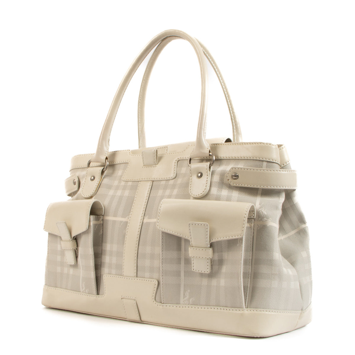 Burberry White Haymarket Check Tote Bag