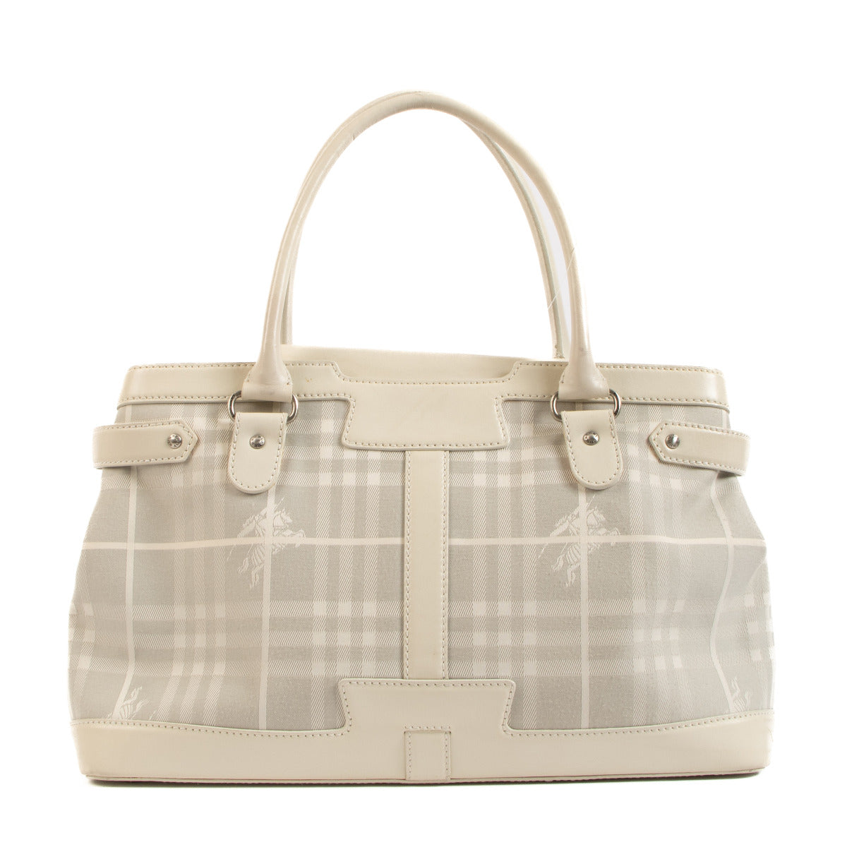 Burberry White Haymarket Check Tote Bag