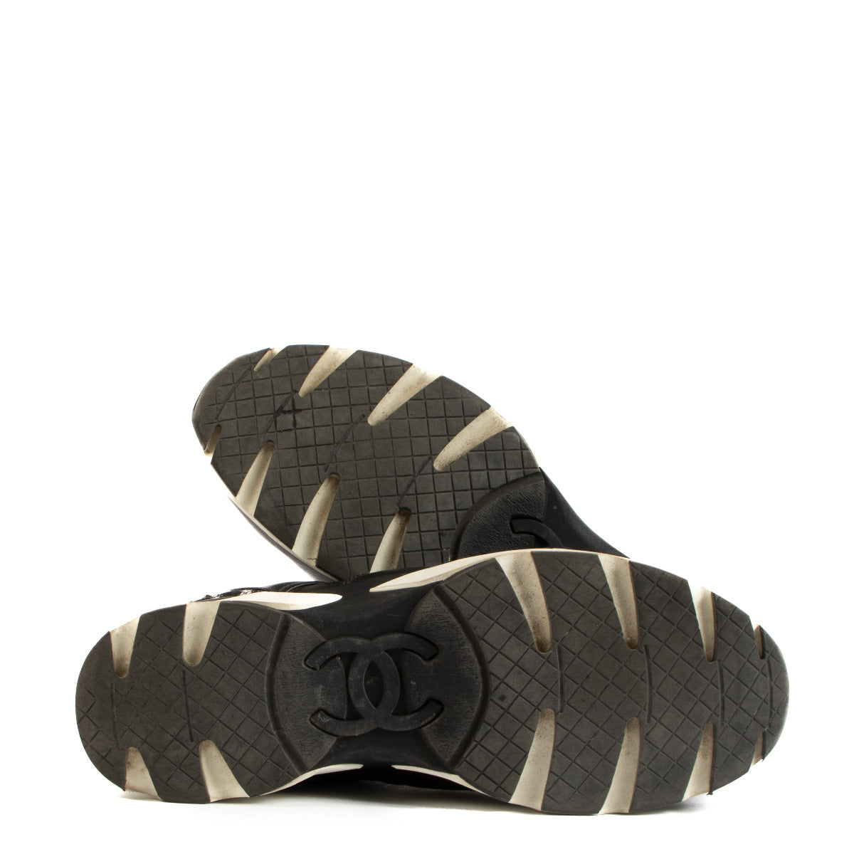 Chanel Black Leather & Tweed Sneakers - size 40.5