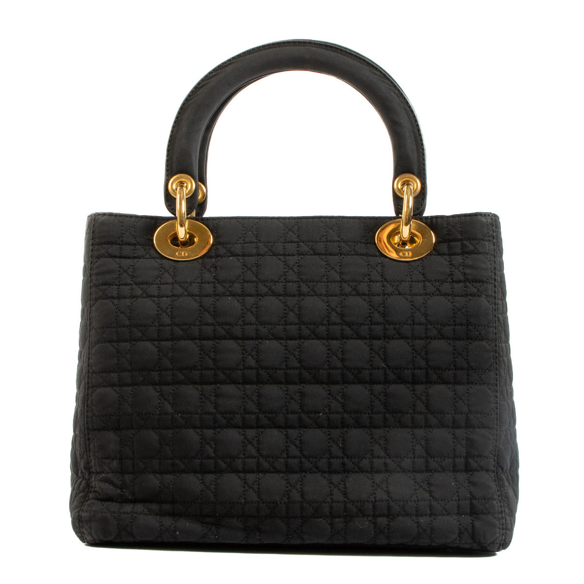 Christian Dior Zwarte Stoffen Medium Lady Dior Tas