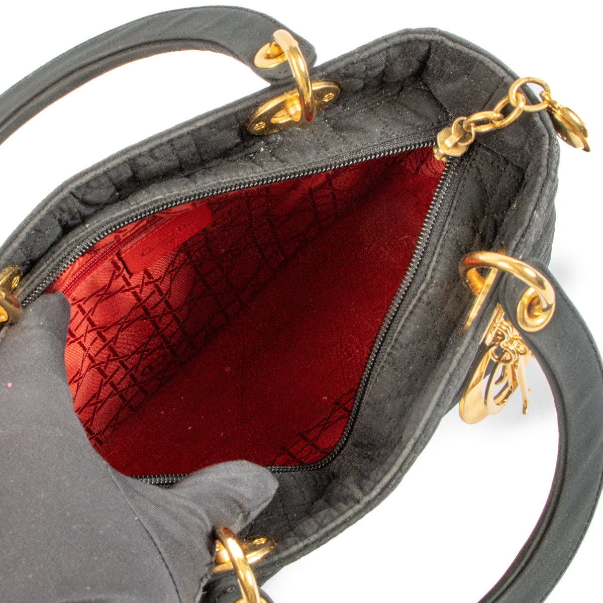 Christian Dior Zwarte Stoffen Medium Lady Dior Tas