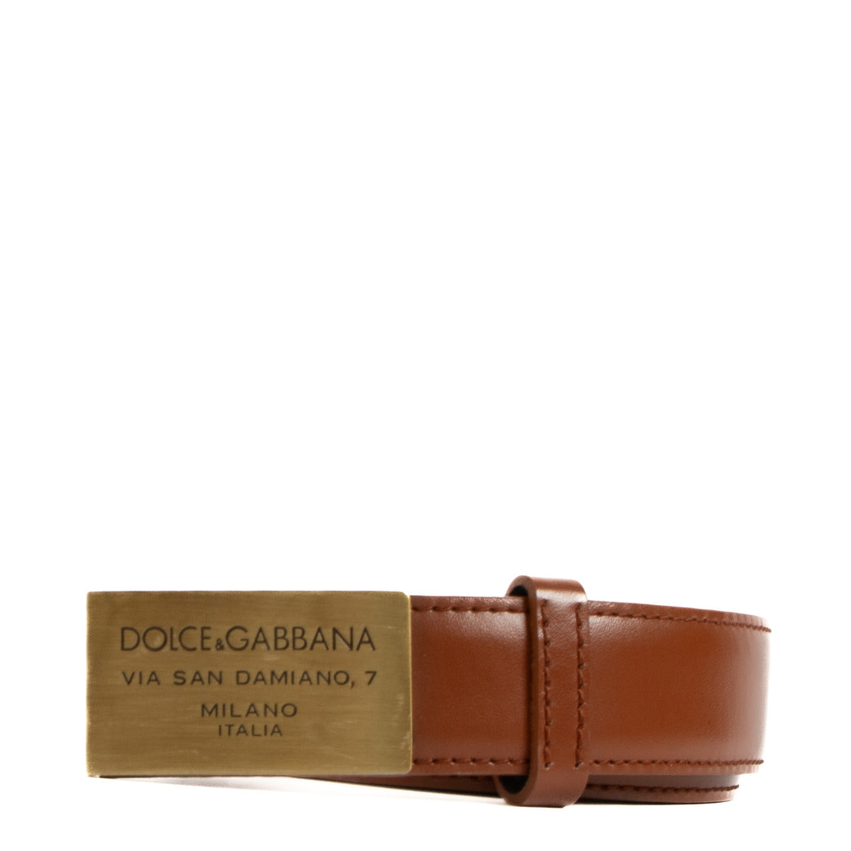 Dolce & Gabbana Cognac Brown Leather Belt