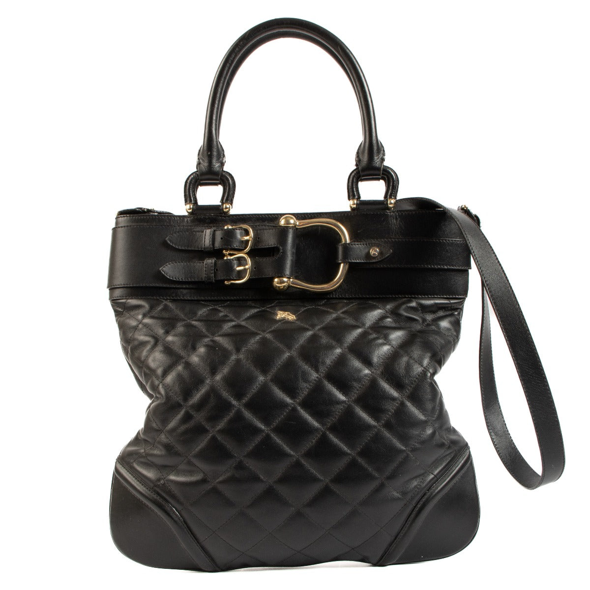 Burberry Black Quilted Leather Tote Bag