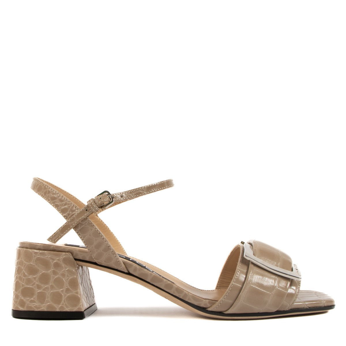 Sergio Rossi Nude Croc Prince Sandals