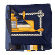 Shop safe online at Labellov in Antwerp, Brussels and Knokke this 100% authentic second hand Hermès Blue 'Feux De Route Aperçus La Nuit, En Mer' Silk Carré 90 Scarf
